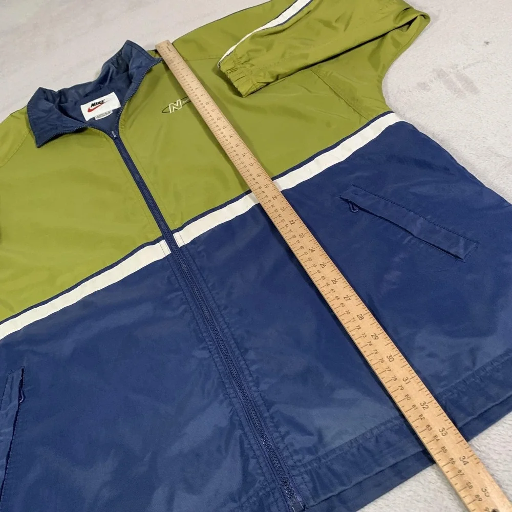 Vintage Nike Jacket Youth XL 18‎ Green Navy Colorblock Windbreaker Full Zip 90s